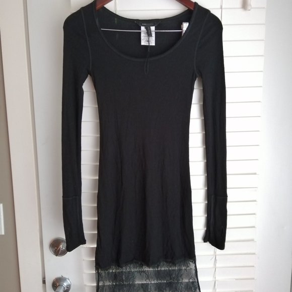 Long-sleeve Black BCBG Maxazria Dress w/ Lace - Picture 1 of 2